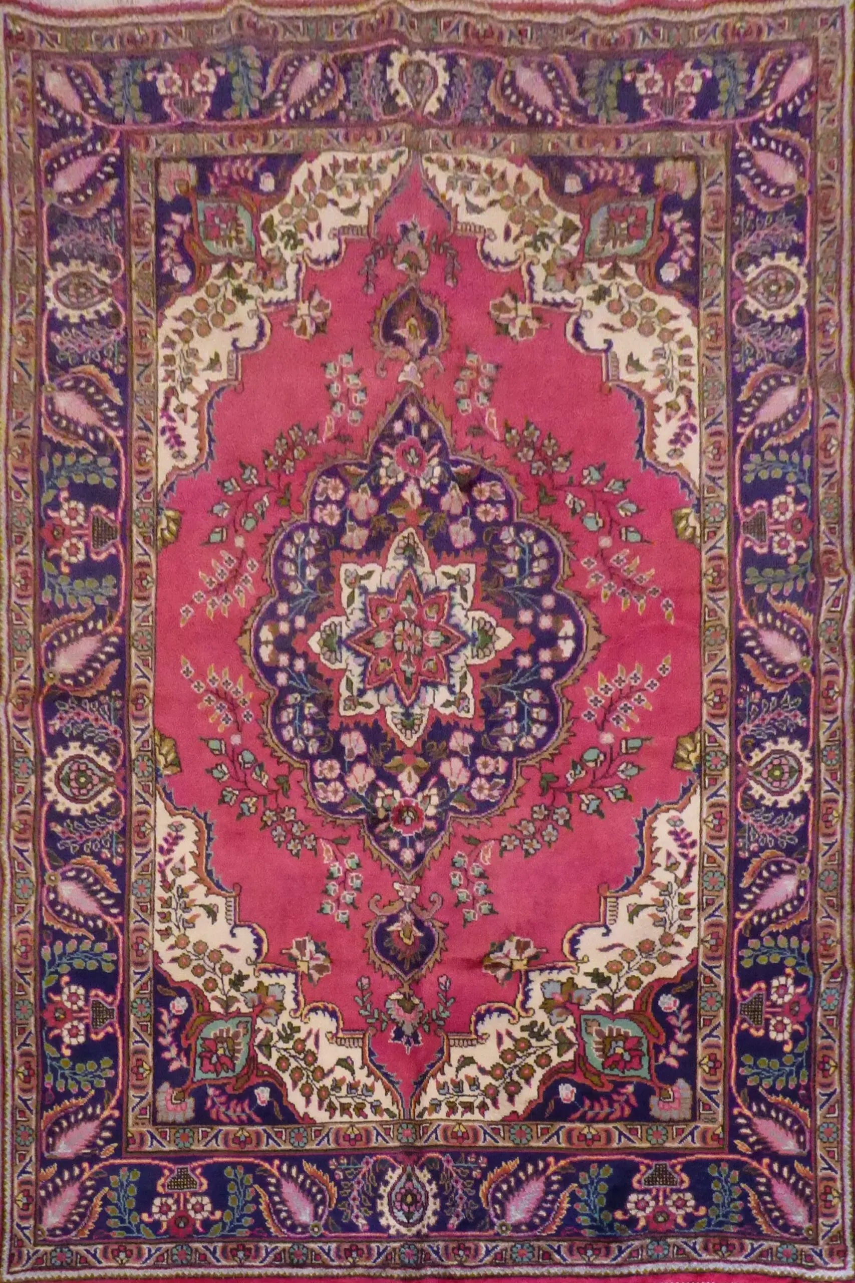 Tarbiz Semi Antique Hand Knotted Persian Tabriz Rugs Red, 9'2" X 6'3", Panr02912 (Red : 10523)